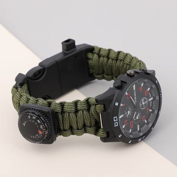 STRADA Watch with Green Nylon Strap and Stainless Steel Back - Picture 2 of 6